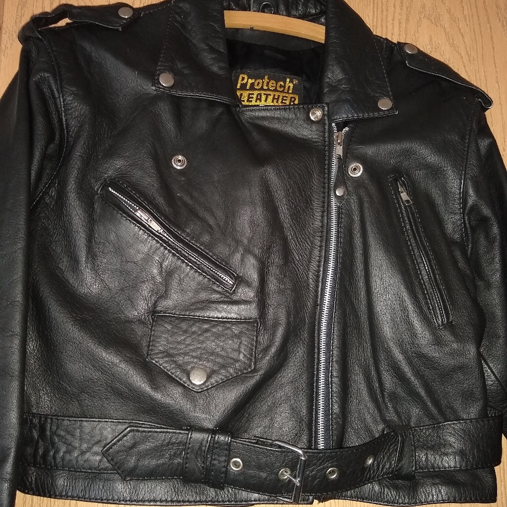 VINTAGE PROTECH LEATHER APPAREL MOTORCYCLE JACKET